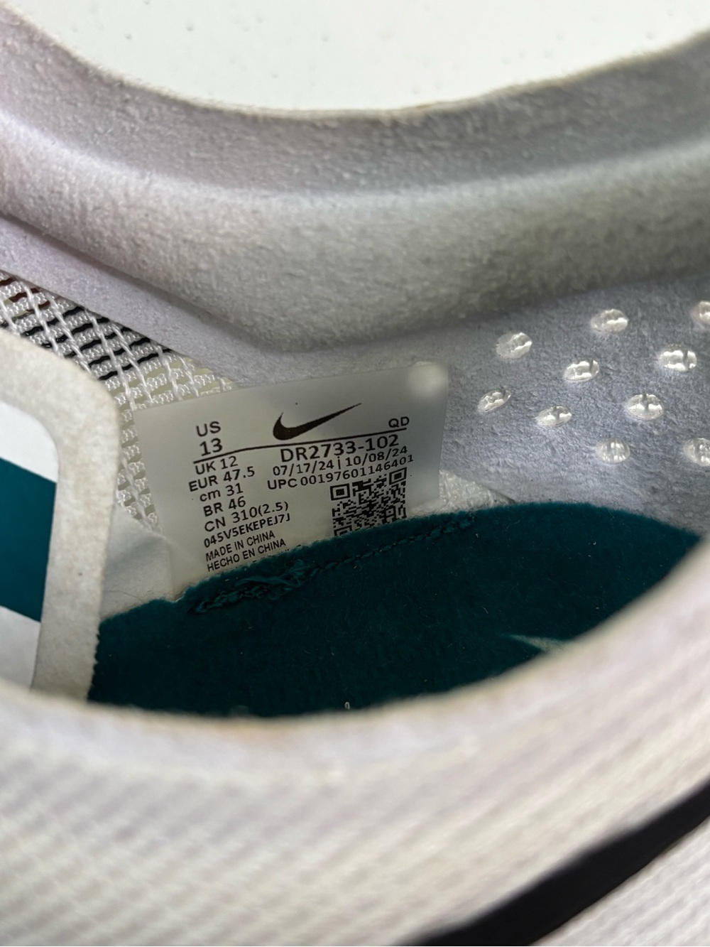 Nike Women's Zoom Mamba 6 Track Spikes White Black Teal - Picture 5 of 8